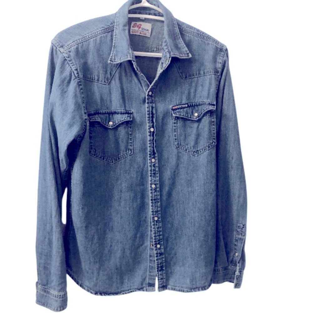 Denim Button Down Long Sleeve Shirt Size L